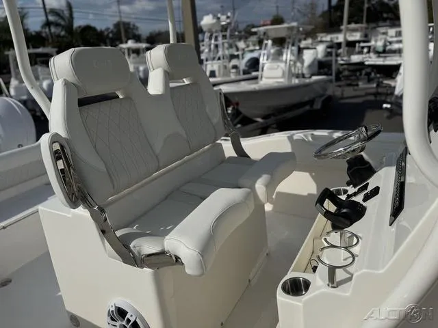Slide: The Image of 2025 Key West 263 FS boat interior with speaker and control panel. - 48