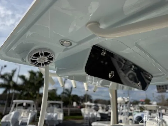 Slide: The Image of 2025 Key West 263 FS boat interior with speaker and control panel, showcasing modern design. - 49