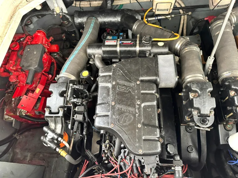 Slide: The Image of Engine compartment of a 2000 Sea Ray 340 Sundancer boat. - 22