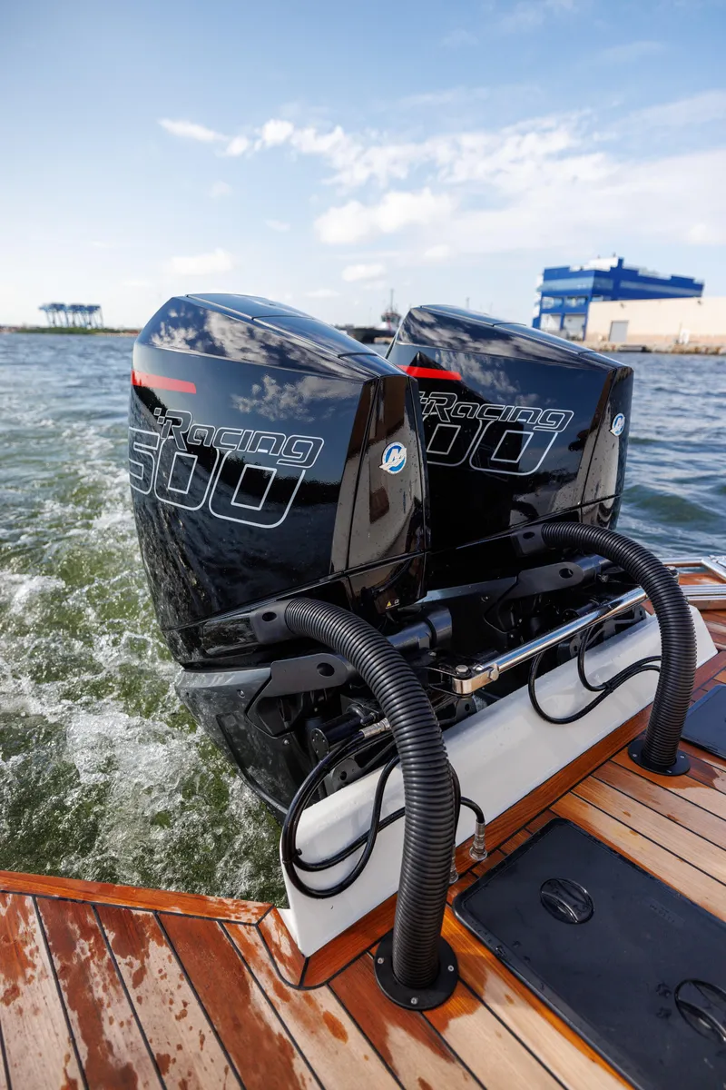 Slide: The Image of 2024 Nuova Jolly Prince 38 with dual 500 horsepower engines on water. - 24