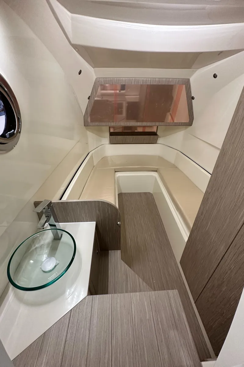 Slide: The Image of Interior cabin of 2024 Nuova Jolly Prince 38 with modern design and glass sink. - 34