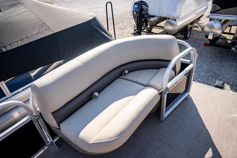 Slide: The Image of 2025 Sun Tracker Party Barge 16 with comfortable seating and modern design. - 8
