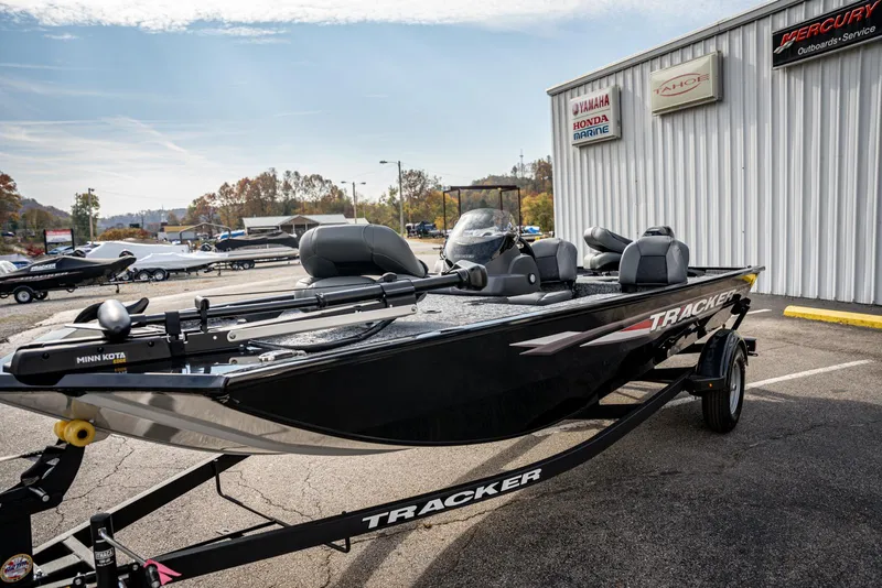 Slide: The Image of 2025 Bass Tracker Pro Team 170 boat on trailer at dealership. - 3