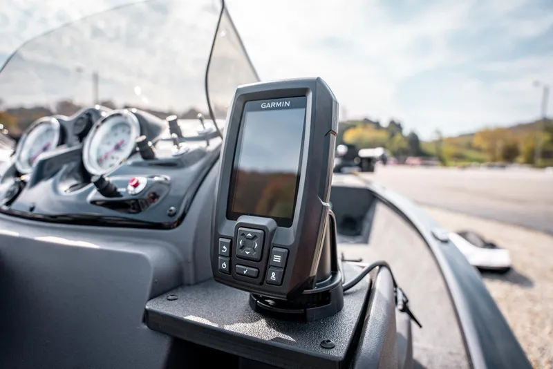 Slide: The Image of Garmin device on 2025 Bass Tracker Super Guide V-16 SC boat dashboard. - 15