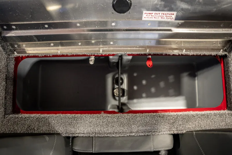 Slide: The Image of Bass Tracker Pro Team 175 livewell interior, 2025 model, with pump-out feature. - 17