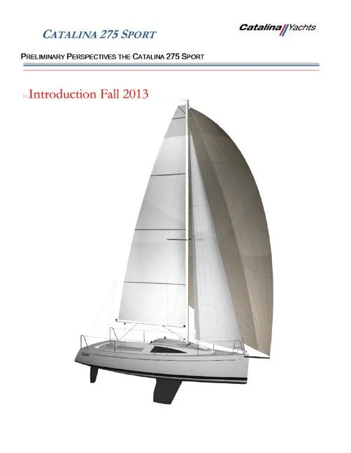 Slide: The Image of Sailboat design illustration for Catalina 276, model year 2026, with sails unfurled. - 2