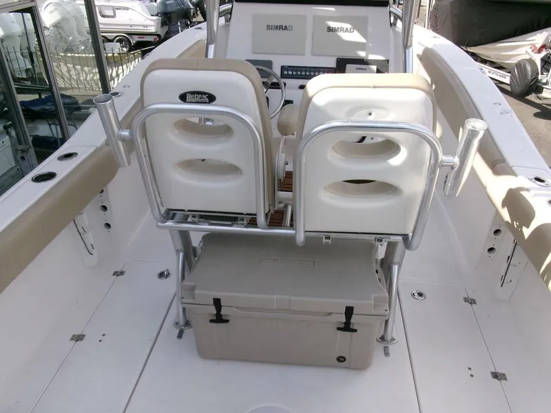 Slide: The Image of 2018 Sea Fox 266 Commander boat interior with seating and storage. - 24