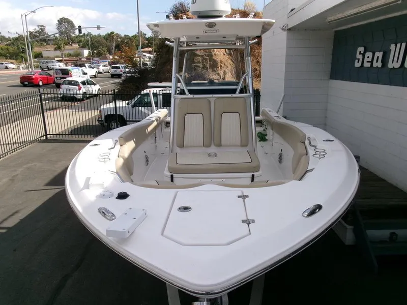 Slide: The Image of 2018 Sea Fox 266 Commander boat displayed outdoors. - 37