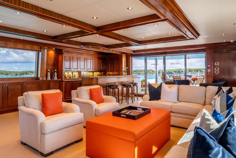 Slide: The Image of Luxurious Richmond Yachts 2007 interior with elegant seating, vibrant decor, and scenic ocean views. - 15