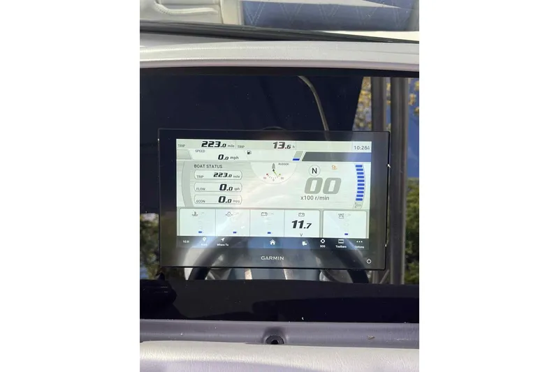 Slide: The Image of Garmin display on 2025 Bennington 25QXSBWA boat showing speed and navigation data. - 15