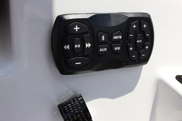 Slide: The Image of Control panel on 2025 Yamaha Boats 222S, featuring Bluetooth and audio options. - 39
