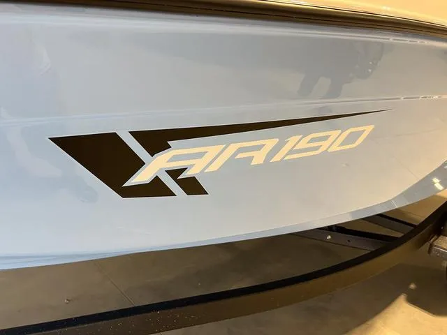 Slide: The Image of 2025 Yamaha Boats AR190 logo on boat hull. - 25