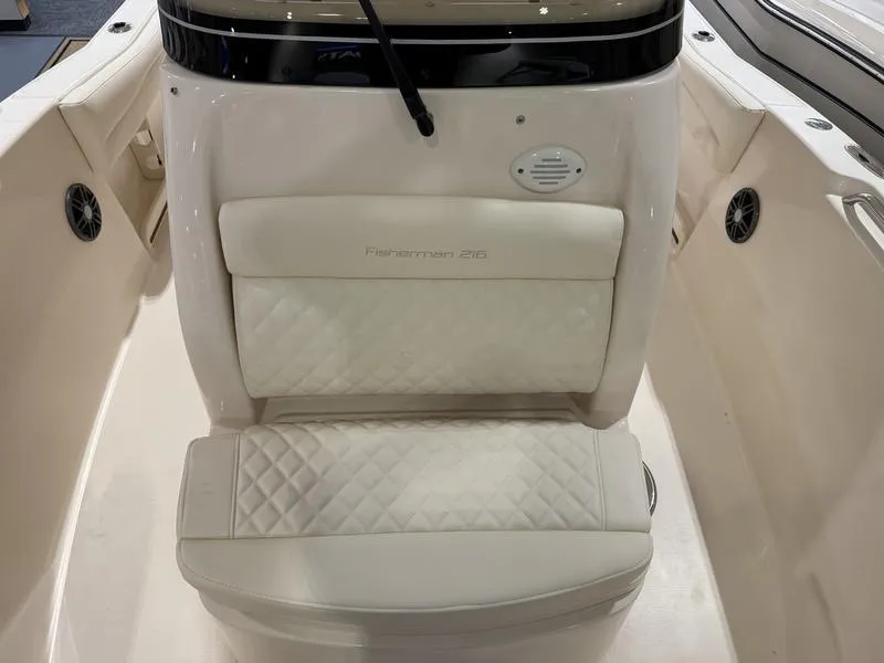 Slide: The Image of 2025 Grady-White Fisherman 216 boat seat with quilted design and integrated speaker. - 9
