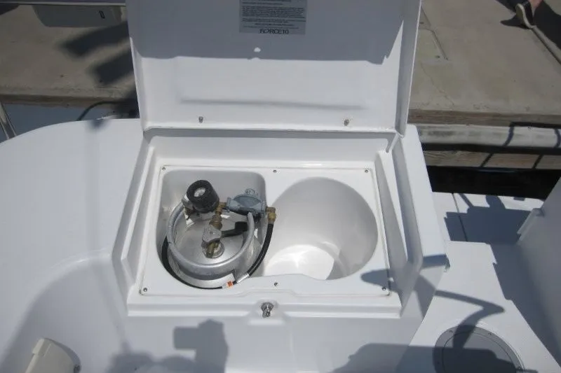 Slide: The Image of Propane storage compartment on 2025 Catalina 386 sailboat deck. - 52