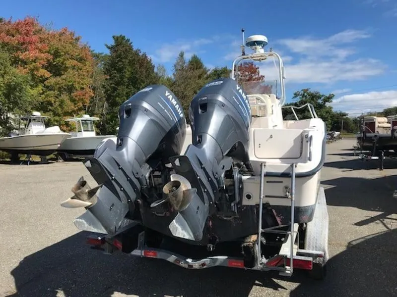 Slide: The Image of 2021 Grady-White 257 Fisherman boat with dual Yamaha outboard motors. - 6