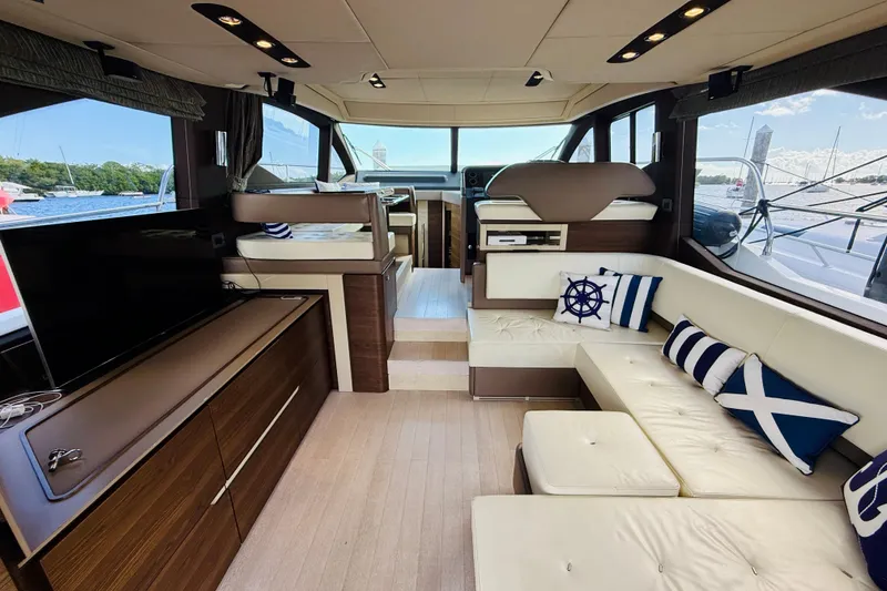 Slide: The Image of Luxurious interior of 2015 Azimut 50 yacht with elegant seating and nautical decor. - 35