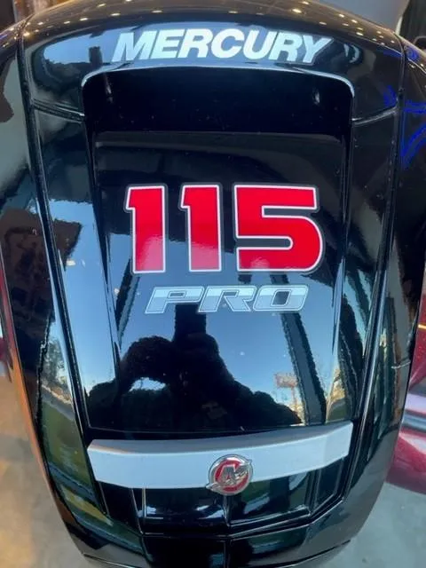 Slide: The Image of Mercury 115 Pro outboard motor on Nitro Z17, 2025 model. - 2