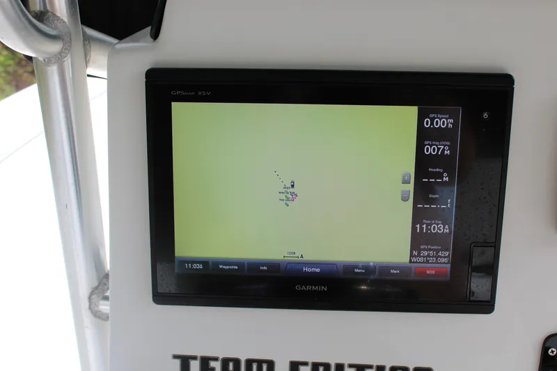 Slide: The Image of Garmin GPS display on 2009 Sea Fox 256CC Pro Series boat dashboard. - 8