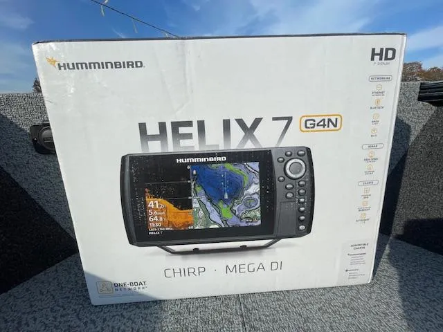 Slide: The Image of Humminbird Helix 7 G4N fish finder box on Lund 1650 Rebel XL SS boat. - 9