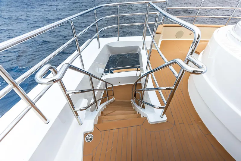 Slide: The Image of Staircase on 2017 Burger 104 Motor Yacht with ocean view. - 28