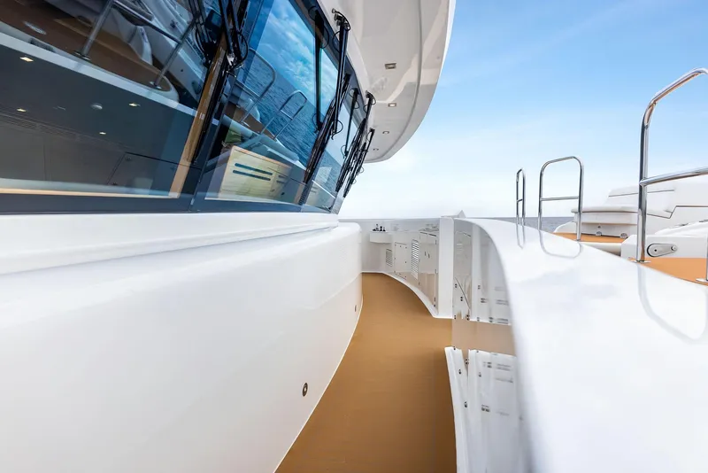 Slide: The Image of Luxurious 2017 Burger 104 Motor Yacht deck with sleek design and modern features. - 45