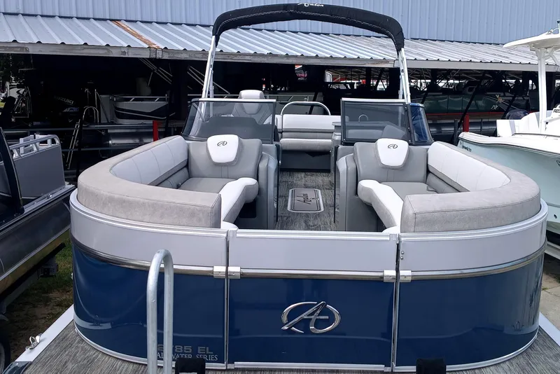 The Image of 2023 Avalon Catalina Elite Windshield pontoon boat with spacious seating and sleek design. - 0