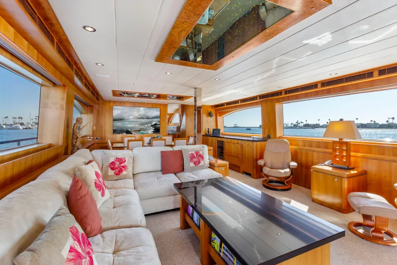 Slide: The Image of Luxurious 2005 Horizon Custom Yacht interior with plush seating and panoramic ocean views. - 27