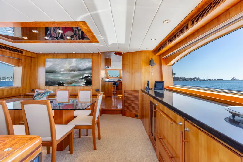Slide: The Image of Luxurious 2005 Horizon Custom Yacht interior with elegant wood finishes and ocean view. - 32