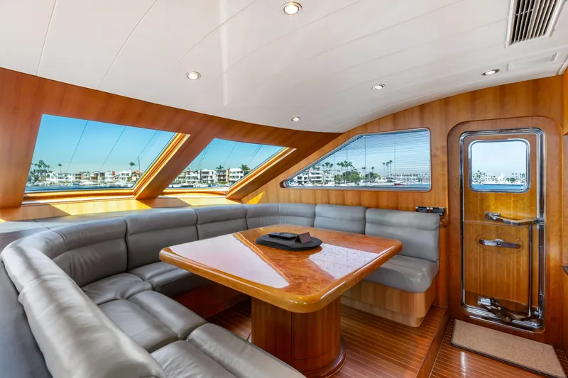 Slide: The Image of Luxurious 2005 Horizon Custom Yacht interior with leather seating and wooden accents. - 40