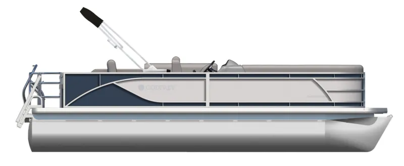 Slide: The Image of 2025 Godfrey SWEETWATER 2286 SFL pontoon boat, side view, sleek design. - 38