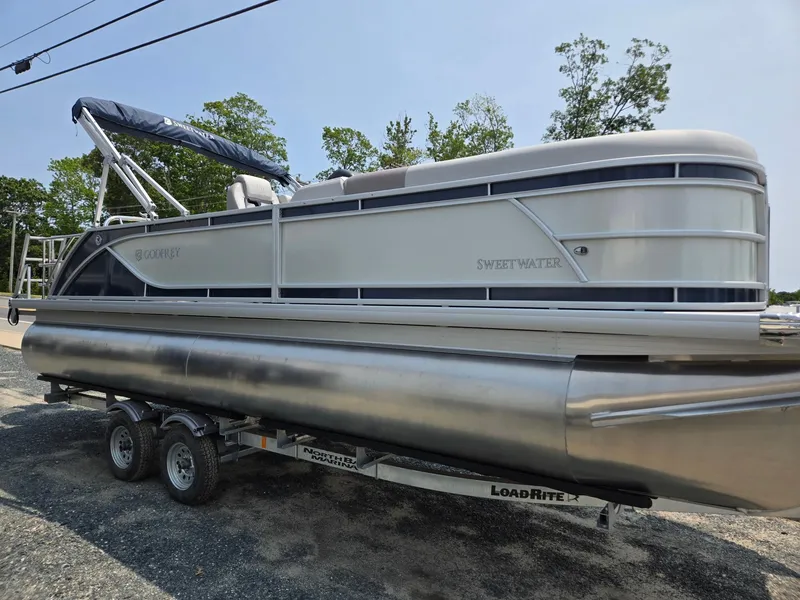 Slide: The Image of 2025 Godfrey SWEETWATER 2286 SFL pontoon boat on trailer, side view. - 5