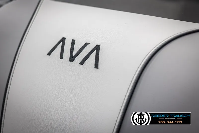 Slide: The Image of 2025 Avalon VEN RF seat detail with logo, Reeder-Trausch Marine branding. - 33