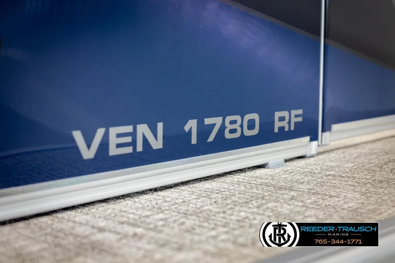 Slide: The Image of 2025 Avalon VEN RF boat side view with Reeder-Trausch Marine logo. - 40