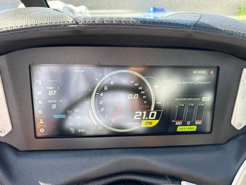 Slide: The Image of 2019 Centurion Fi21 dashboard display showing speedometer and various controls. - 9