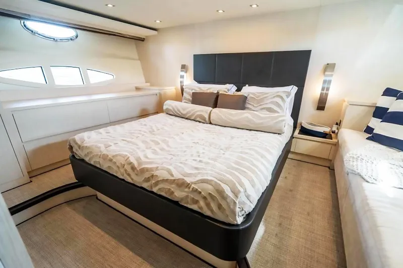 Slide: The Image of Luxurious bedroom interior of 2009 Uniesse 68 Sport Yacht with modern design. - 26