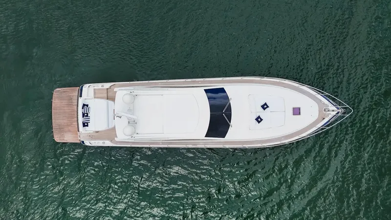 Slide: The Image of Aerial view of 2009 Uniesse 68 Sport Yacht on water. - 4