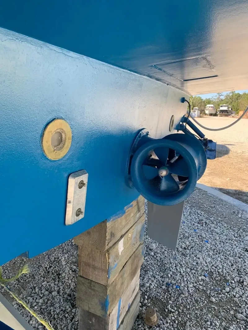 Slide: The Image of Close-up of 2009 Uniesse 68 Sport Yacht hull and thruster. - 44