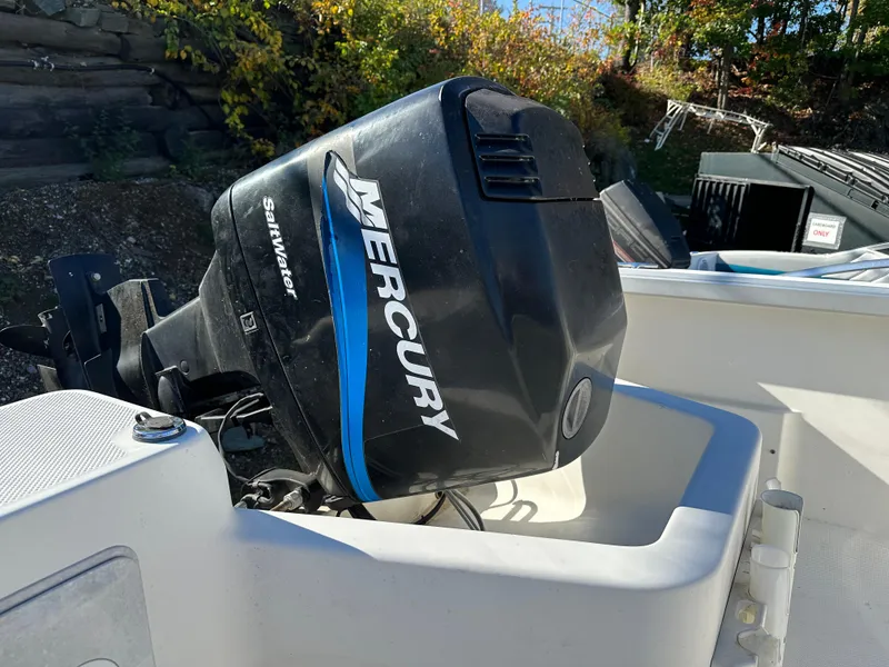 Slide: The Image of 2006 Trophy 1802 WA boat with Mercury outboard motor in sunny outdoor setting. - 11