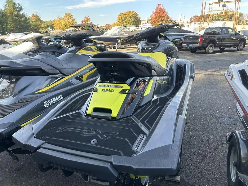 Slide: The Image of 2025 Yamaha WaveRunner FX SVHO jet ski in a parking lot. - 5