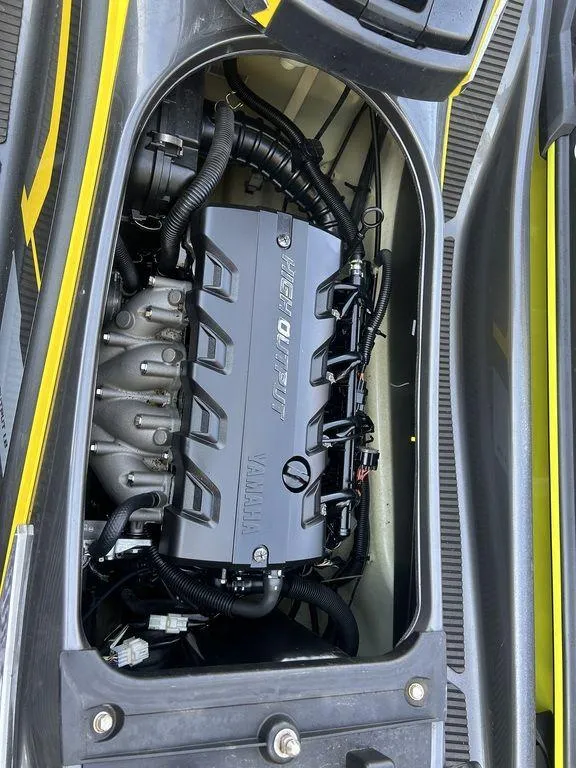 Slide: The Image of 2016 Yamaha WaveRunner VXR engine compartment with visible components and wiring. - 6