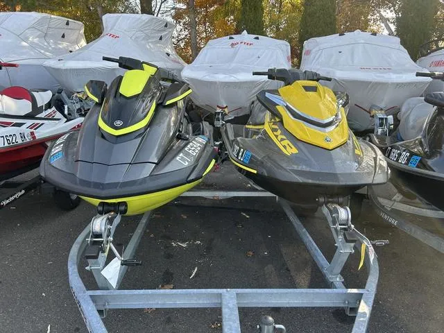 Slide: The Image of 2016 Yamaha WaveRunner VX jet skis on trailers, parked outdoors. - 7