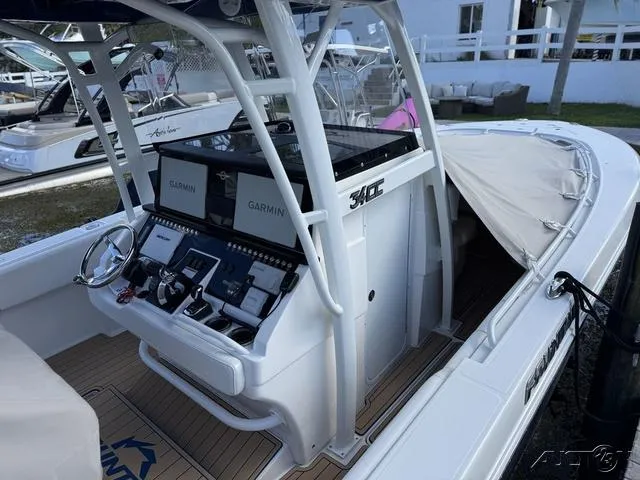 Slide: The Image of 2023 Fountain 34 CC boat with advanced Garmin navigation system. - 20