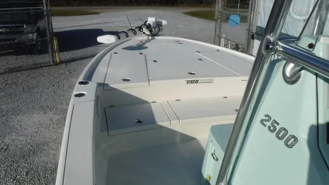 Slide: The Image of 2025 Pathfinder 2500 Hybrid boat, sleek design, spacious deck, ideal for fishing and leisure. - 8