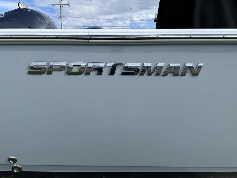 Slide: The Image of 2020 Sportsman 241 Heritage boat logo on side panel. - 21