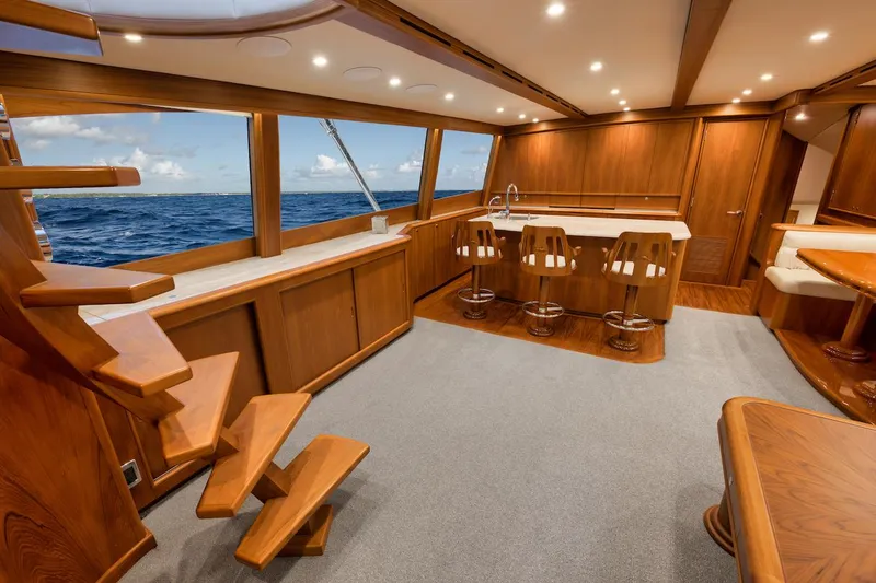 Slide: The Image of Luxurious interior of 2016 Merritt 86' Enclosed Flybridge yacht with ocean view. - 38
