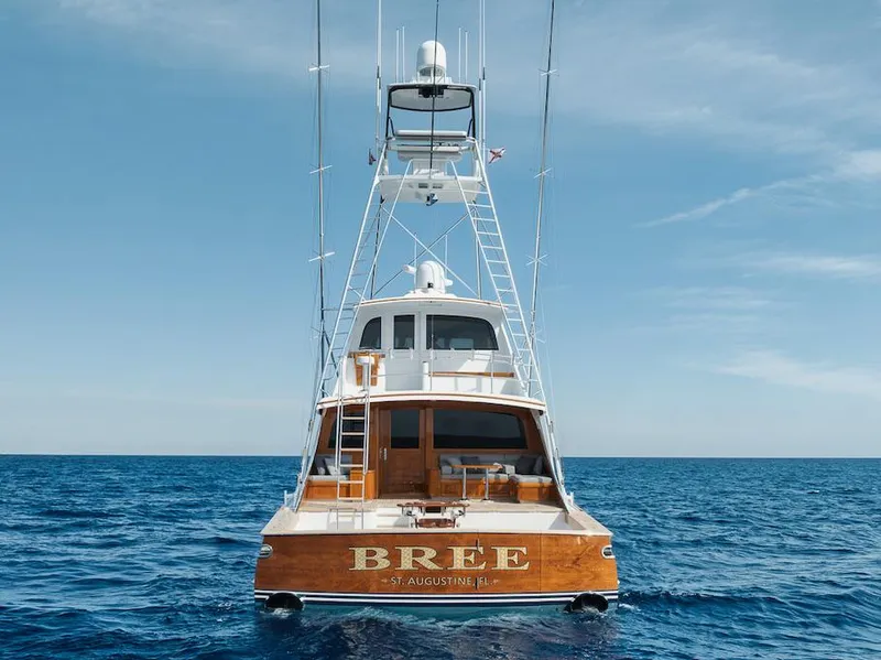 Slide: The Image of Luxury Merritt 86' Enclosed Flybridge yacht on open sea, 2016 model. - 5