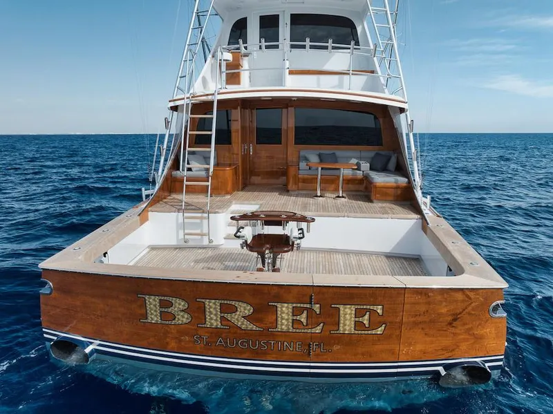 Slide: The Image of Luxury Merritt 86' Enclosed Flybridge yacht, 2016 model, on open sea. - 6