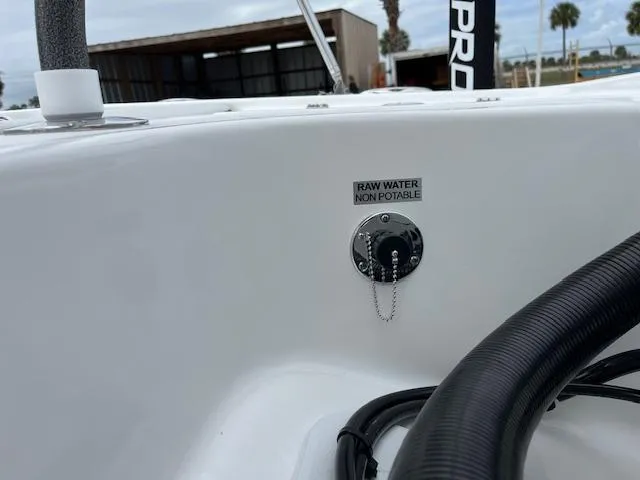 Slide: The Image of 2025 Sea Pro 172 Bay boat interior with raw water non-potable label. - 5