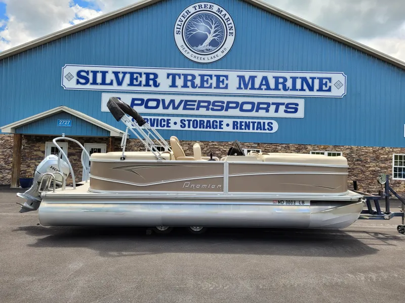 Slide: The Image of 2022 Premier 220 Sunspree RF pontoon boat at Silver Tree Marine dealership. - 4