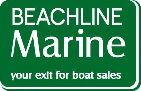 Slide: The Image of Beachline Marine logo, green background, promoting boat sales, featuring Sea Pro 262 Sport 2025. - 23